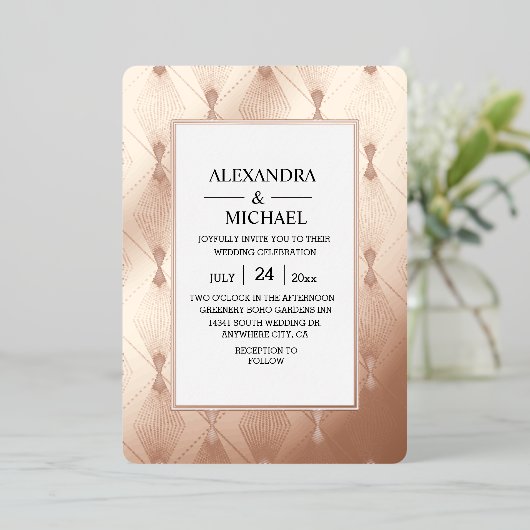 モダン結婚エレガントアールデコ箔招待状 箔招待状 (立ち正面)