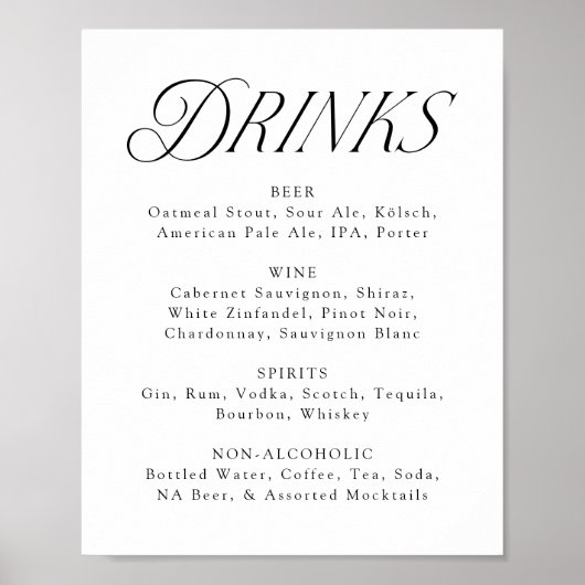 モダン結婚エレガントタイポグラフィのメニュー記号 ポスター (正面)