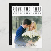 モダン結婚エレガントフォントの写真の日付の保存 セーブザデート (正面/裏面)