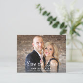モダン結婚エレガントscriptのphoto日付を保存する 案内ポストカード (スタンド正面)