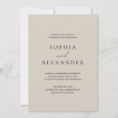 モダン結婚エレガントTaupe & Black 招待状 (正面)