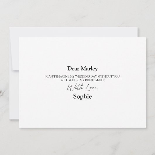 モダン結婚クラシックのBridesmaid Proposal Card 招待状 (裏面)