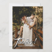 モダン結婚クラシック感謝していの写真シャンパン金ゴールド サンキューカード (正面)