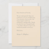 モダン結婚クラシック感謝していの写真シャンパン金ゴールド サンキューカード (裏面)