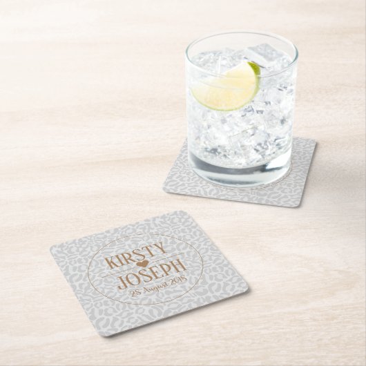 モダン結婚クラシック金ゴールドエレガント型 スクエアペーパーコースター (インサイチュ)