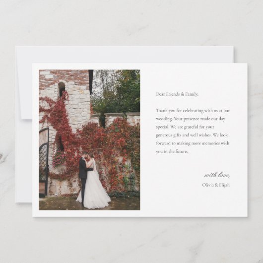 モダン結婚シンプル写真のWノートマルチフォト サンキューカード (裏面)