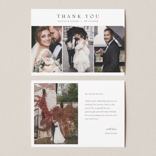 モダン結婚シンプル写真のWノートマルチフォト サンキューカード