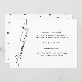 モダン結婚シンプル延期告知 招待状