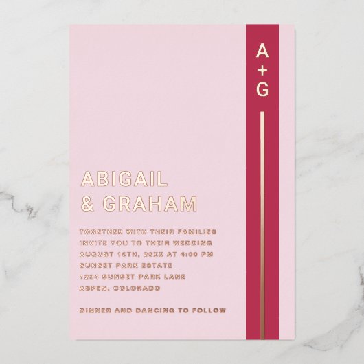 モダン結婚シンプル招待状 箔招待状 (正面)