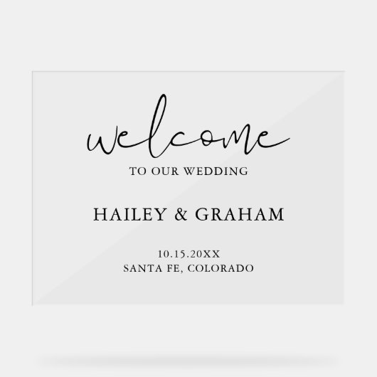 モダン結婚シンプル書道エレガント歓迎 アクリルサイン (正面)