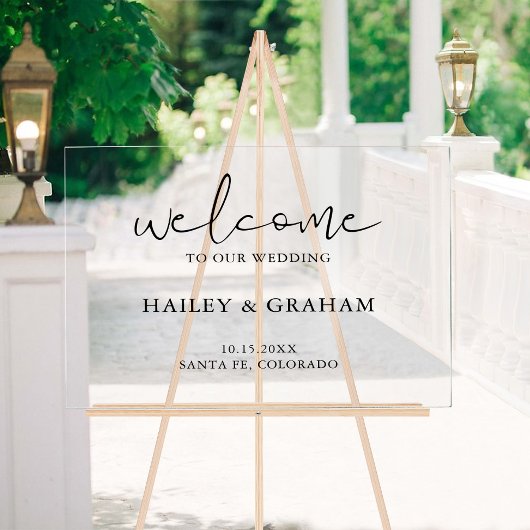 モダン結婚シンプル書道エレガント歓迎 アクリルサイン