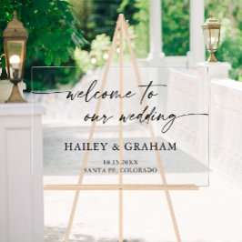 モダン結婚シンプル書道エレガント歓迎 アクリルサイン