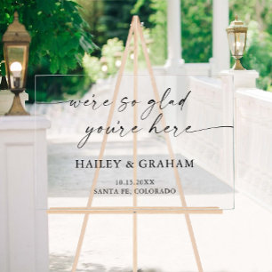 モダン結婚シンプル書道エレガント歓迎 アクリルサイン