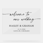モダン結婚シンプル書道エレガント歓迎 アクリルサイン (正面)