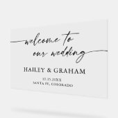 モダン結婚シンプル書道エレガント歓迎 アクリルサイン (傾斜)