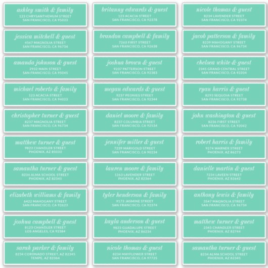 モダン結婚シンプルChicのゲスト名のアドレス シール (正面)