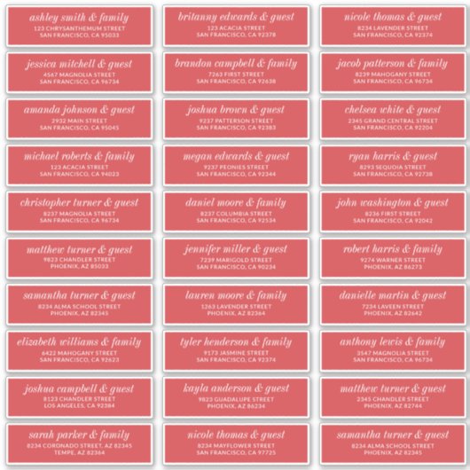 モダン結婚シンプルChicのゲスト名のアドレス シール (正面)