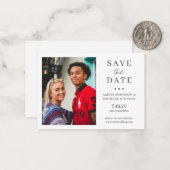 モダン結婚シンプルMINI SIZE写真の日救付 ノートカード (正面/裏面インサイチュ)