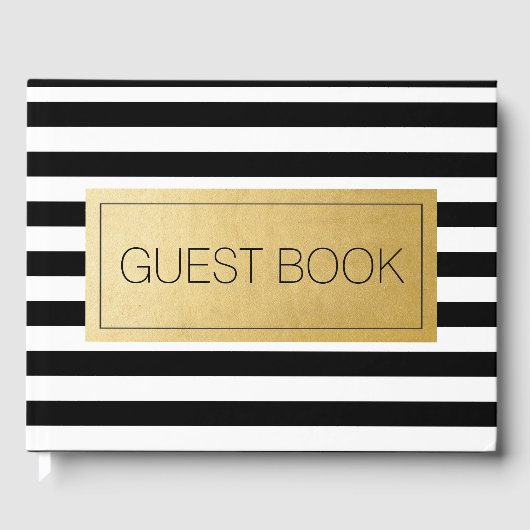 モダン結婚ストライプ誕生日 ゲストブック (正面)