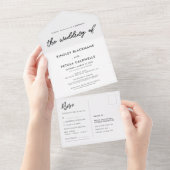 モダン結婚タイポグラフィ オールインワン招待状 (貼ってはがせる)