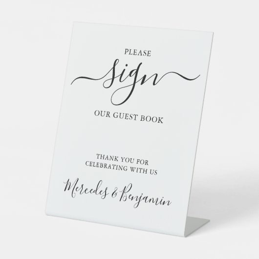 モダン結婚パーソナライズされたGuest Book 台座サイン (正面)