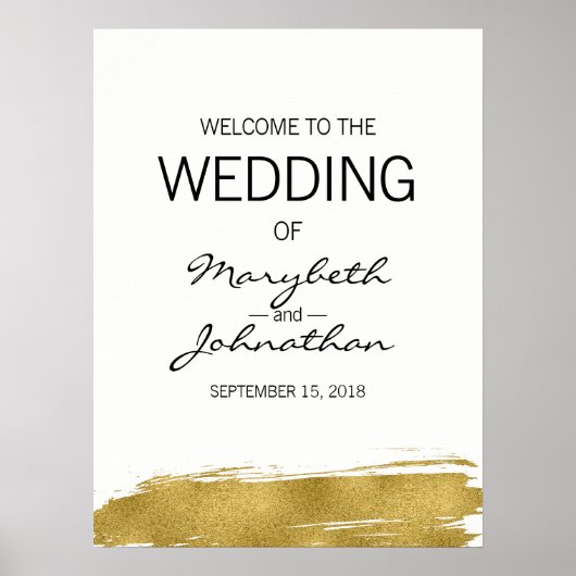 モダン結婚フェイク金ゴールド歓迎ポスター ポスター (正面)
