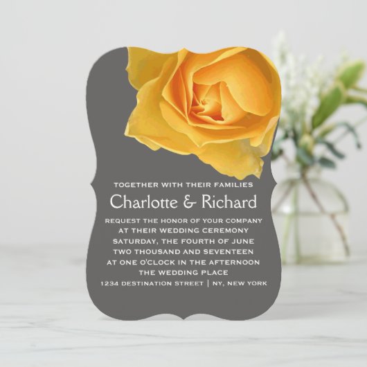 モダン結婚フローラ | ゴールデンイエローローズ 招待状 (スタンド正面)