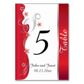 モダン結婚フローラ |深いレッドとシルバー テーブルナンバー (裏面)