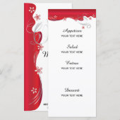 モダン結婚フローラ |深いレッドとシルバー メニュー (正面/裏面)