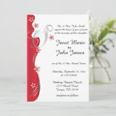 モダン結婚フローラ |深いレッドとシルバー 招待状 (スタンド正面)