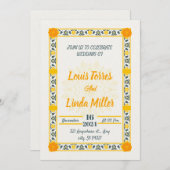 モダン結婚ベージュ色の花 招待状 (正面/裏面)