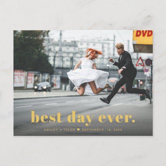 モダン結婚ミニマルタイポグラフィの写真 ポストカード (正面)