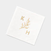 モダン結婚ミニマルモノグラムの緑離れの 箔ナプキン (左)