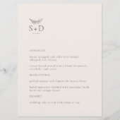 モダン結婚モノグラムのアイボリー メニュー (正面)