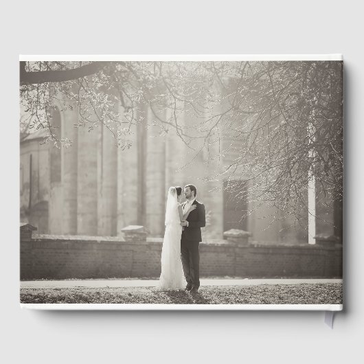 モダン結婚モノグラム4フォトコラージュゲストブック ゲストブック (裏面)