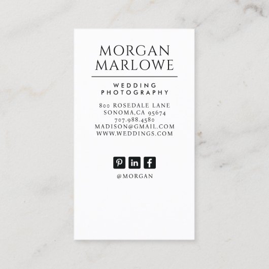 モダン結婚写真家 名刺 (裏面)