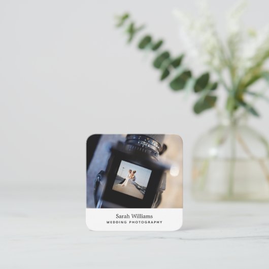 モダン結婚写真 スクエア名刺 (スタンド正面)