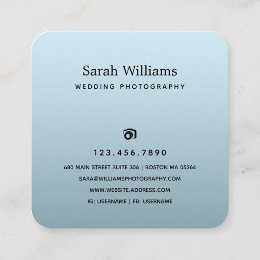 モダン結婚写真 スクエア名刺 (裏面)