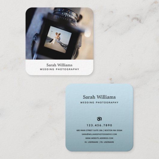 モダン結婚写真 スクエア名刺 (正面/裏面)