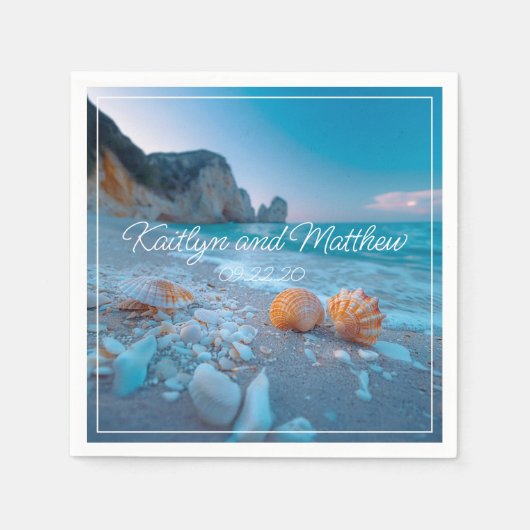 モダン結婚夏 スタンダードカクテルナプキン (正面)