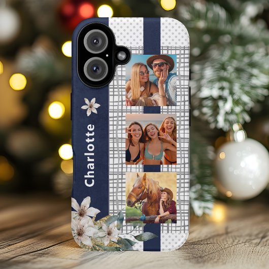 モダン結婚夫婦の写真パーソナライズされたフローラCa Case-Mate iPhoneケース