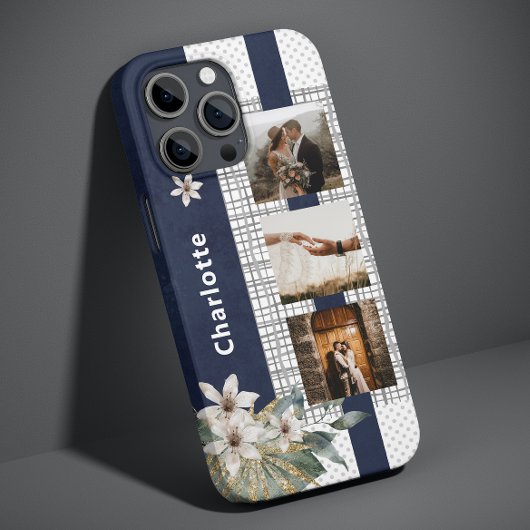 モダン結婚夫婦の写真パーソナライズされたフローラCa Case-Mate iPhoneケース