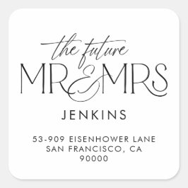 モダン結婚差出人住所ラベル スクエアシール