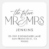 モダン結婚差出人住所ラベル スクエアシール (正面)