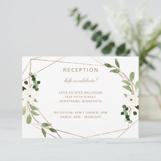 モダン結婚幾何の水彩緑樹 エンクロージャーカード (スタンド正面)