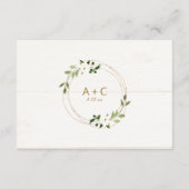 モダン結婚幾何の水彩緑樹 エンクロージャーカード (裏面)