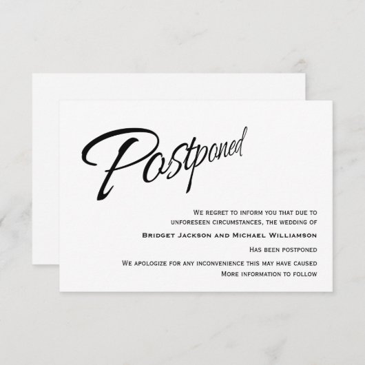 モダン結婚延期の発表 セーブザデート (正面/裏面)