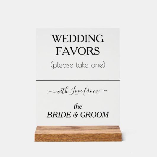 モダン結婚式の引き出物ブラックタイポグラフィ澄ん アクリルサイン (正面)