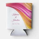 モダン結婚式の引き出物 – ピンクオレンジイエロー –  缶クーラー (正面)