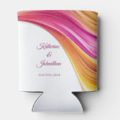 モダン結婚式の引き出物 – ピンクオレンジイエロー –  缶クーラー (裏面)